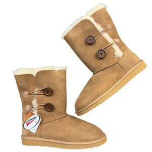 Cozie Steps 100% Australian Sheepskin Boots Womens Sz 8 Chestnut Faux Fur Lined